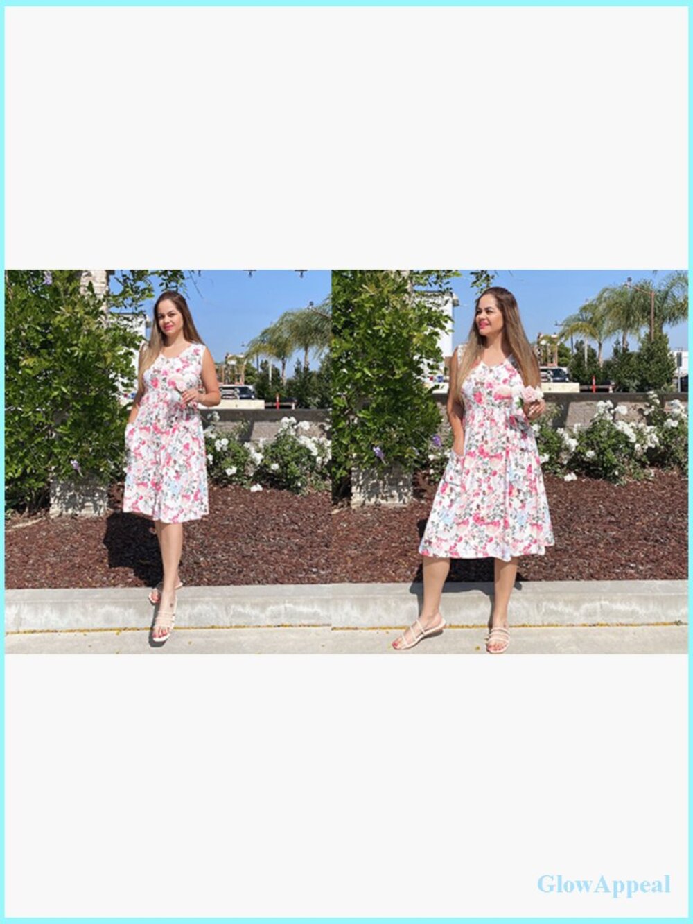 Sleeveless Swing Midi Dress with Pockets Casual Button Down - Picture 7 of 7